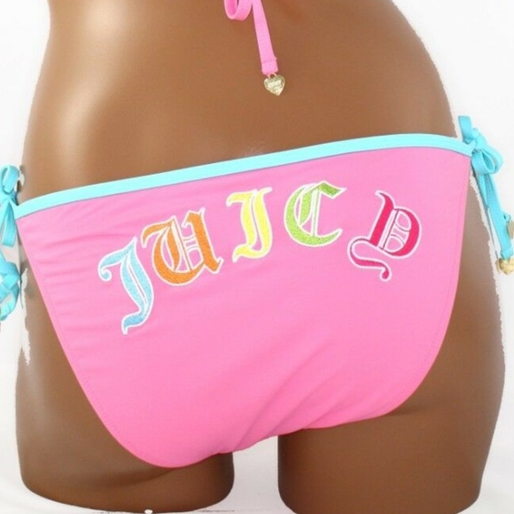 Juicy Couture Other - Juicy Couture Pink Logo Tie Side Bikini Bottoms L